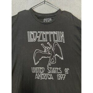 Led Zeppelin United States America 1977 Shirt Men 2XL Black Short Sleeve Retro